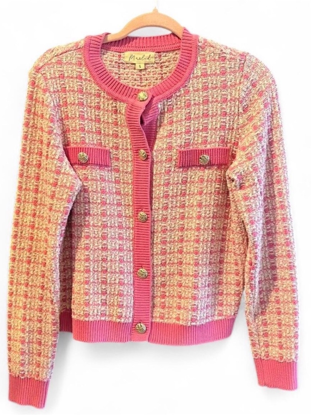 Marled Pink and White Knit Top - Small